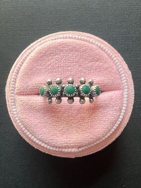 Sterling silver turquoise crown ring size 6